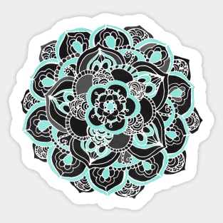 Mint & Charcoal Mandala Flower Sticker